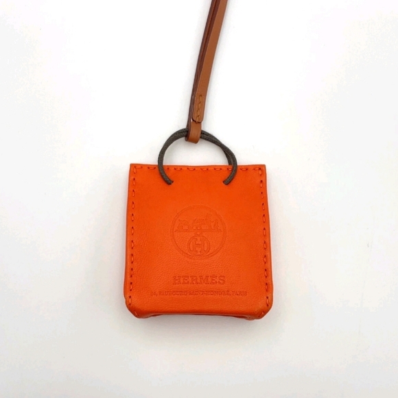 🔥 Hermès Sac Anjou Milo Shopper Bag Orange Y Engraved Bag Charm + Wrapping - Picture 5 of 16